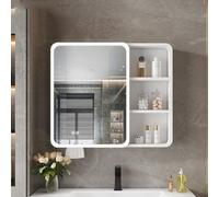 ZFGOJNBH Gabinete de Espejo Iluminado para baño, gabinete de Espejo de baño Rectangular con función de eliminación de Niebla con un Clic, botiquín de baño con Espacio de Material de Aluminio y orific