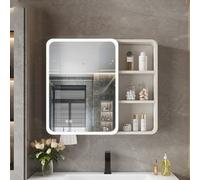 ZFGOJNBH Gabinete de Espejo para baño, gabinete de Espejo Rectangular para baño con bisagra silenciosa y botón táctil Inteligente, gabinete de Espejo Iluminado para baño con función de eliminación de
