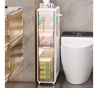 ZFGOJNBH Gabinete de Piso para baño de 2/3/4 Niveles, Unidad de Almacenamiento Vertical con cajones Transparentes y Ruedas, Torre de Almacenamiento Delgada, Alta y angosta de Gran Capacidad, gabinete