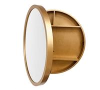 ZFGOJNBH Gabinetes con Espejo para baño Espejo de Maquillaje para baño Redondo con Puerta abatible Redonda montado en la Pared (Color: Dorado, Tamaño: 50 cm | 19,7 Pulgadas)