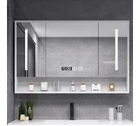 ZFGOJNBH Innovador Armario de baño con Espejo con iluminación antivaho y Espejo de Maquillaje de Madera Maciza, solución de Almacenamiento de Pared con estantes Abiertos para una decoración de baño g