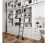 ZFGOJNBH Kit de herrajes para Escalera corrediza para Biblioteca, riel de Escalera móvil de Tubo Redondo para Oficina en el hogar, Kit de herrajes para Puerta corrediza de Granero con Ruedas de Piso