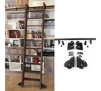 ZFGOJNBH Kit de rieles para Escalera de Biblioteca rodante de 3,3 pies a 20 pies, con Ruedas de Rodillos para el Piso (sin Escalera), riel de Escalera móvil de Tubo Redondo para Oficina en casa, Loft