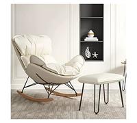 ZFGOJNBH Mecedora Moderna para guardería con reposapiés, sillón reclinable tapizado con Respaldo Alto, sillón mecedor con Patas de Madera Maciza para Sala de Estar (Color: Blanco)