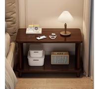 ZFGOJNBH Mesa Auxiliar de Madera Maciza, Mesa Auxiliar de 2 Niveles con estantes de Almacenamiento, mesita de Noche Estrecha y rústica para Espacios pequeños, Dormitorio y Sala de Estar (80 x 40 x 55