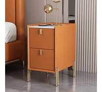 ZFGOJNBH Mesa Auxiliar Estrecha Moderna de Mediados de Siglo en Blanco Roto con Dos cajones - Mesita de Noche Minimalista de Piedra sinterizada para Espacios pequeños - Mesita de Noche para dormitori