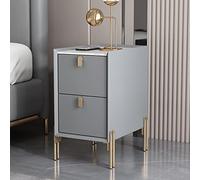 ZFGOJNBH Mesa Auxiliar Estrecha Moderna de Mediados de Siglo en Blanco Roto con Dos cajones - Mesita de Noche Minimalista de Piedra sinterizada para Espacios pequeños - Mesita de Noche para dormitori