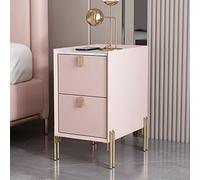 ZFGOJNBH Mesa Auxiliar Estrecha Moderna de Mediados de Siglo en Blanco Roto con Dos cajones - Mesita de Noche Minimalista de Piedra sinterizada para Espacios pequeños - Mesita de Noche para dormitori