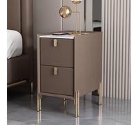 ZFGOJNBH Mesa Auxiliar Estrecha Moderna de Mediados de Siglo en Blanco Roto con Dos cajones - Mesita de Noche Minimalista de Piedra sinterizada para Espacios pequeños - Mesita de Noche para dormitori