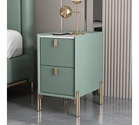 ZFGOJNBH Mesa Auxiliar Estrecha Moderna de Mediados de Siglo en Blanco Roto con Dos cajones - Mesita de Noche Minimalista de Piedra sinterizada para Espacios pequeños - Mesita de Noche para dormitori