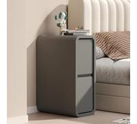 ZFGOJNBH Mesa Auxiliar Estrecha para Espacios pequeños, mesita de Noche de Madera con 2 cajones, Moderna y Moderna mesita de Noche de Piel sintética para Dormitorio, Color Gris B