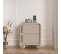 ZFGOJNBH Mesita de Noche con 2 cajones, Estilo Moderno de Mediados de Siglo, de Piel sintética, práctica Mesa Auxiliar con Patas de Acero Inoxidable, de Madera para salón o Dormitorio (30 x 40 x 48 c