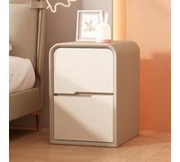 ZFGOJNBH Mesita de Noche con Dos cajones, Moderna Mesa Auxiliar para Dormitorio, Color Crema, de Madera Maciza con Superficie de Cuero, pequeña mesita de Noche sin Tiradores para Sala de Estar (Blanc