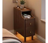 ZFGOJNBH Mesita de Noche de Madera Maciza con 2 cajones, Estilo Moderno de Mediados de Siglo con Estante Deslizante Abierto, Mesa Auxiliar Estrecha para sofá, Dormitorio y Sala de Estar (25 x 40 x 50