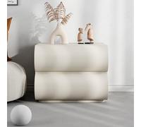 ZFGOJNBH Mesita de Noche de Piel sintética con 2 cajones, Lujosa mesita de Noche con Espacio de Almacenamiento, Marco de Madera Maciza, Moderna Mueble de Almacenamiento para Dormitorio y Sala de Esta