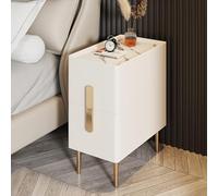 ZFGOJNBH Mesita de Noche Delgada con 2 cajones, mesita de Noche de Cuero sintético, Moderna y Minimalista, con Patas de Metal, Ideal para Espacios reducidos en dormitorios (35 x 40 x 50 cm (14 x 16 x