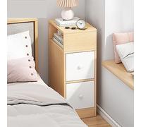 ZFGOJNBH Mesita de Noche Estrecha de Madera, Mesa Auxiliar con Espacio de Almacenamiento, fácil de Montar, Mesa Auxiliar para Dormitorio y Sala de Estar (Color: Color Tronco, tamaño: 2 cajones/L-25CM