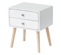 ZFGOJNBH Mesita de Noche, mesita de Noche con cajones, mesita de Noche con Tirador de Madera, mesita de Noche para Dormitorio, mesita de Noche con 2 cajones, tocador, Muebles, mesitas de Noche Blanca