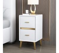 ZFGOJNBH Mesita de Noche Minimalista con Dos cajones, Moderna mesita de Noche con Tablero de Pizarra, armarios de Almacenamiento para Dormitorio, mesita de Noche de Madera con Acabado en Cuero, Mesa