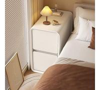 ZFGOJNBH Mesita de Noche Moderna con 2 cajones, de Piel sintética y Madera Maciza, con Mueble Estrecho para salón, Dormitorio y Oficina (25 x 40 x 47 cm, Color Crema).
