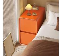 ZFGOJNBH Mesita de Noche Moderna con 2 cajones, de Piel sintética y Madera Maciza, con Mueble Estrecho para salón, Dormitorio y Oficina (35 x 40 x 47 cm, Naranja)