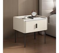 ZFGOJNBH Mesita de Noche Moderna con cajón, Acabado en Piel sintética y Tablero de imitación Piedra. Elegante mesita de Noche o sofá para Dormitorio o Sala de Estar. Totalmente montada Excepto Patas