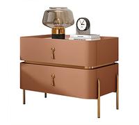 ZFGOJNBH Mesita de Noche Moderna de Mediados de Siglo con Patas de Metal y Dos cajones | Mesita de Noche Decorativa | Mesa Auxiliar contemporánea para Sala de Estar y Dormitorio
