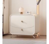 ZFGOJNBH Mesita de Noche Moderna de Piel sintética con 2 cajones, mesita de Noche de Lujo de Madera Maciza, Mesa Auxiliar Estrecha para Espacios pequeños, Mueble Organizador de Dormitorio Duradero (4