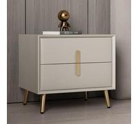 ZFGOJNBH Mesita de Noche para Dormitorio, de Madera, Moderna, con 2 cajones, con Patas de Metal para Sala, fácil de Montar (Color Blanco).