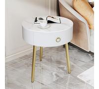 ZFGOJNBH Mesita de Noche Redonda Moderna Blanca Mini para Dormitorio con Superficie de Almacenamiento de Pizarra, mesita de Noche Multifuncional para Dormitorio, mesita de Noche pequeña Simple y Mode