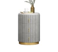 ZFGOJNBH Mesita de Noche Redonda Moderna con cajón, Multifuncional, para Dormitorio, de Lujo, de Pizarra, con estantes, Redonda, pequeña, para Sala de Estar (Gris).