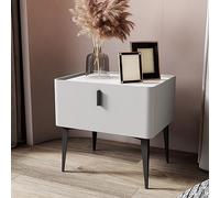 ZFGOJNBH Mesita de Noche Sencilla de Estilo Italiano, de Madera Maciza Estirada a una Sola Pieza, con Mueble de almacenaje, Patas de Acero al Carbono Macizo Esmerilado y Tablero de Pizarra. El Mueble