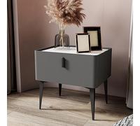 ZFGOJNBH Mesita de Noche Sencilla de Estilo Italiano, de Madera Maciza Estirada a una Sola Pieza, con Mueble de almacenaje, Patas de Acero al Carbono Macizo Esmerilado y Tablero de Pizarra. El Mueble