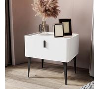 ZFGOJNBH Mesita de Noche Sencilla de Estilo Italiano, de Madera Maciza Estirada a una Sola Pieza, con Mueble de almacenaje, Patas de Acero al Carbono Macizo Esmerilado y Tablero de Pizarra. El Mueble