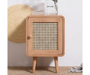 ZFGOJNBH Mini mesas auxiliares para Dormitorio, mesita de Noche Alta, mesitas de Noche para Dormitorio, mesita de Noche de ratán (Color: Color Madera)