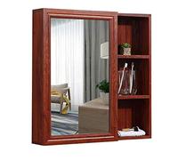 ZFGOJNBH Mueble con Espejo de Pared Mueble con Espejo para baño Espejo de Maquillaje de Pared con Estante Gabinete de Almacenamiento de Pared (Color: Braun, Tamaño: 80x70cm)