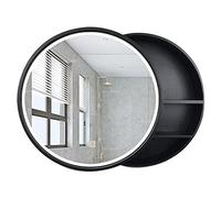 ZFGOJNBH Mueble con Espejo para baño con luz, gabinete con Espejo Redondo para Dormitorio, gabinete de Almacenamiento montado en la Pared, Espejo de Maquillaje Redondo, Espejo Deslizante (Color: negr