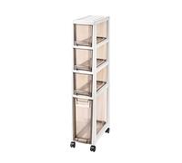 ZFGOJNBH Mueble de baño Alto y Estrecho, Gran Capacidad para Papel higiénico, Carrito de 4 cajones Transparentes con Ruedas, Almacenamiento Vertical para Dormitorio, lavadero y armarios, 20 cm