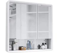 ZFGOJNBH Mueble de baño con Espejo de Madera Maciza con Almacenamiento Espejo de Pared Redondo para baño e Inodoro Color marrón 6