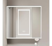 ZFGOJNBH Mueble de baño con Espejo de Madera Maciza con iluminación antivaho e Interruptor táctil Mueble de baño Colgante Moderno con Puerta de Espejo con bisagras rectangulares