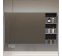 ZFGOJNBH Mueble de baño con Espejo de Madera Maciza, Rectangular, montado en la Pared, con Puertas de Espejo, Color Gris, 24 x 28 x 6 Pulgadas, no Requiere ensamblaje