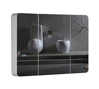 ZFGOJNBH Mueble de baño con Espejo de Madera Maciza y Estante Mueble de baño montado en la Pared con Puerta de Espejo Mueble de baño con Espejo de Esquina Redonda en Plata de Alta definición Solución