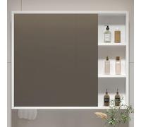 ZFGOJNBH Mueble de baño con Espejo de Madera Maciza y Puertas de Espejo, Color Gris, 24 x 28 x 6 Pulgadas