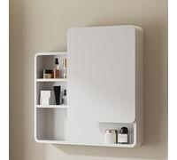 ZFGOJNBH Mueble de baño con Espejo de Pared Moderno con Puertas Ocultas y Estante, Unidad de Almacenamiento contemporánea Blanca para Inodoro con Apertura a la Izquierda