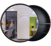 ZFGOJNBH Mueble de baño con Espejo Redondo de Madera Maciza con diseño Push Pull, Armario de Almacenamiento con Espejo para baño montado en la Pared (Color Madera, 70 cm, 27,6 Pulgadas), Detalles dor
