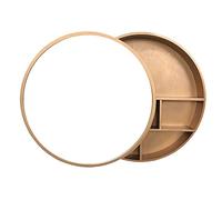 ZFGOJNBH Mueble de baño con Espejo Redondo de Madera Maciza, Espejo de Maquillaje y Espacio de Almacenamiento en la Pared