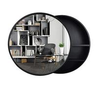 ZFGOJNBH Mueble de baño con Espejo Redondo y Estante para botiquín, Armario de Madera con Espejo para Pared, Estante de Almacenamiento de 3 Niveles para artículos Esenciales de baño