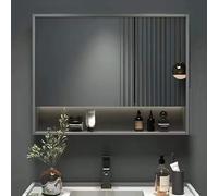 ZFGOJNBH Mueble de baño con Espejo y bisagras amortiguadoras, diseño sin Marco, Ideal para lavadero y Sala de Estar, Color Gris, 58 x 11 x 70 cm