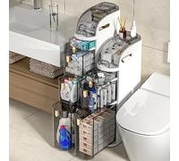 ZFGOJNBH Mueble de baño de 4 Niveles, Mueble de Almacenamiento Vertical Alto y Estrecho con cajón Transparente, Mueble móvil para Papel higiénico, Ideal para Cocina, Entrada, Espacios pequeños y huec