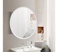 ZFGOJNBH Mueble de baño de Pared Moderno de Acero Inoxidable con Espejo Redondo y Estante Mueble de baño montado en la Pared para Inodoro